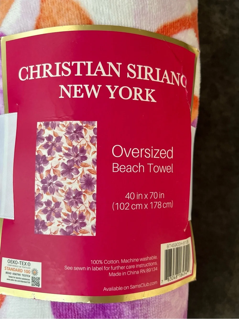 NWT Christian Siriano Oversized Floral Beach Towel